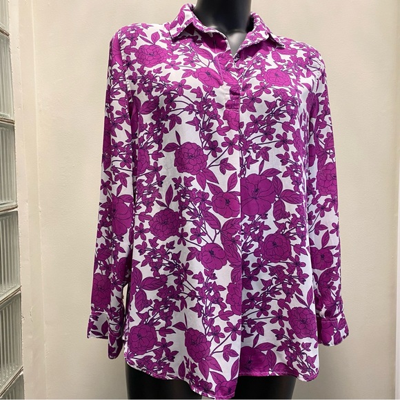 Banana Republic Boyfriend Fit Floral Button Front & Back Blouse Size M - Picture 4 of 17